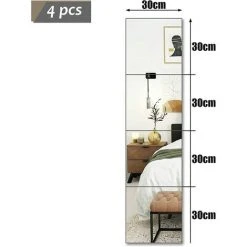 WAVE Miroirs Muraux En Verre 4 Pièces 30x30cm HD Miroirs Carrés Sans Cadre Pour Salle De Bain, Cuisine, Entrée Et Salon -Miroir Soldes Boutique 64223320 3