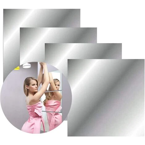 WAVE Lot De 4 Autocollants Muraux En Acrylique Effet Miroir - Sans Verre - Pour Décoration Murale De Maison, Chambre à Coucher (30 X 30 Cm) 3 WAVE Lot De 4 Autocollants Muraux En Acrylique Effet Miroir - Sans Verre - Pour Décoration Murale De Maison, Chambre à Coucher (30 X 30 Cm)
