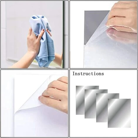 WAVE Lot De 4 Autocollants Muraux En Acrylique Effet Miroir - Sans Verre - Pour Décoration Murale De Maison, Chambre à Coucher (30 X 30 Cm) 6 WAVE Lot De 4 Autocollants Muraux En Acrylique Effet Miroir - Sans Verre - Pour Décoration Murale De Maison, Chambre à Coucher (30 X 30 Cm) – Image 4