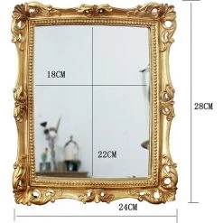 WAVE Miroir Décoratif Vintage 24 X 28 Cm, Miroir De Maquillage De Table Mural En Or Antique Carré 10 WAVE Miroir Décoratif Vintage 24 X 28 Cm, Miroir De Maquillage De Table Mural En Or Antique Carré -Miroir Soldes Boutique 64224020 4