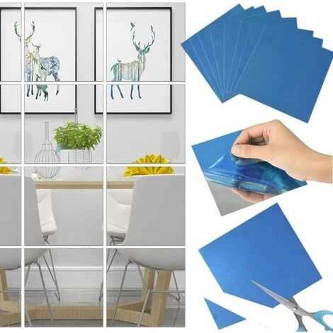 WAVE 16Pcs Miroir Autocollant Miroir Adhésif Décoratif Miroir Carrés Argenté Amovible Mosaïque Décorative 14.8cm X 14.8cm 3D Decal Mosaic Home Room Decoration DIY For Living Room Porch 6 WAVE 16Pcs Miroir Autocollant Miroir Adhésif Décoratif Miroir Carrés Argenté Amovible Mosaïque Décorative 14.8cm X 14.8cm 3D Decal Mosaic Home Room Decoration DIY For Living Room Porch – Image 4