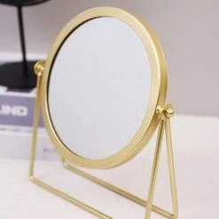PERLE RARE Miroir Grossissant Vertical En Fer Forgé INS Miroir De Maquillage De Bureau Miroir De Coiffeuse De Bureau Simple Et Moderne -Miroir Soldes Boutique 64467687 2