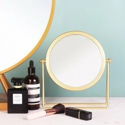 PERLE RARE Miroir Grossissant Vertical En Fer Forgé INS Miroir De Maquillage De Bureau Miroir De Coiffeuse De Bureau Simple Et Moderne -Miroir Soldes Boutique 64467687 3