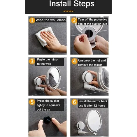 PERLE RARE Miroir Mural à Ventouse Pour Salle De Bain - Miroir De Maquillage à Suspendre Au Mur - Double Face Réglable à 360° - Miroir De Bureau 7 PERLE RARE Miroir Mural à Ventouse Pour Salle De Bain - Miroir De Maquillage à Suspendre Au Mur - Double Face Réglable à 360° - Miroir De Bureau – Image 5