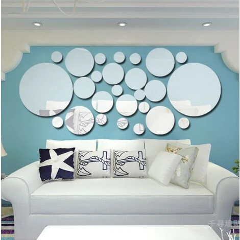 MERKMAK Autocollant De Surface Miroir 3D Rond Acrylique 26 Pcs, Sticker Mural Amovible En Vinyle, Decoration De La Maison 3 MERKMAK Autocollant De Surface Miroir 3D Rond Acrylique 26 Pcs, Sticker Mural Amovible En Vinyle, Decoration De La Maison