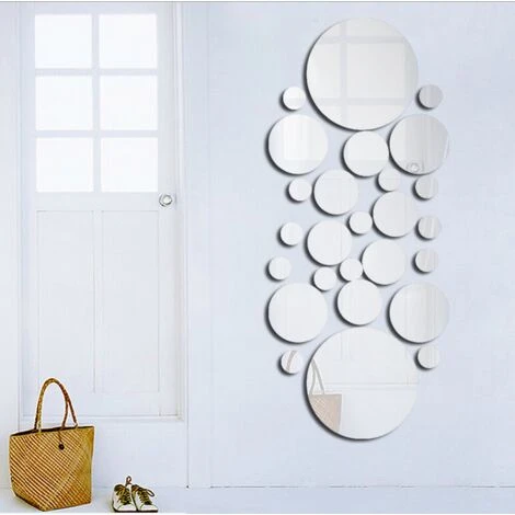 MERKMAK Autocollant De Surface Miroir 3D Rond Acrylique 26 Pcs, Sticker Mural Amovible En Vinyle, Decoration De La Maison 7 MERKMAK Autocollant De Surface Miroir 3D Rond Acrylique 26 Pcs, Sticker Mural Amovible En Vinyle, Decoration De La Maison – Image 5