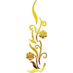 MERéTéET DIY 3D Acrylique Miroir Décoratif, Miroir Mural Adhésif, Stickers Muraux De La Fleur, Décoration Pour La Maison 25*88cm (Or),KoleZy