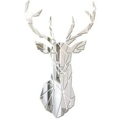MERéTéET Autocollant Mural Miroir Bricolage En Cerf 3D, Pour Salon, Sticker Mural En Cerf Acrylique Stickers Chambre à Coucher, Télévision, Canapé, Toile De Fond, Art Mural 72*43 Cm (Argent),KoleZy