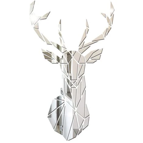 MERéTéET Autocollant Mural Miroir Bricolage En Cerf 3D, Pour Salon, Sticker Mural En Cerf Acrylique Stickers Chambre à Coucher, Télévision, Canapé, Toile De Fond, Art Mural 72*43 Cm (Argent),KoleZy 3 MERéTéET Autocollant Mural Miroir Bricolage En Cerf 3D, Pour Salon, Sticker Mural En Cerf Acrylique Stickers Chambre à Coucher, Télévision, Canapé, Toile De Fond, Art Mural 72*43 Cm (Argent),KoleZy