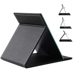 MINKUROW Miroir De Table Pliant En Similicuir Miroir De Table Miroir Sur Pied Transparent Miroir De Voyage Compact (noir) -Miroir Soldes Boutique 64682189 5