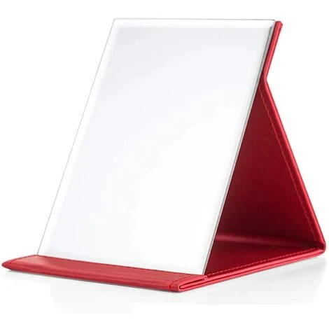 MINKUROW Miroir De Table Pliant En Similicuir Miroir De Table Miroir Sur Pied Transparent Miroir De Voyage Compact (rouge) 3 MINKUROW Miroir De Table Pliant En Similicuir Miroir De Table Miroir Sur Pied Transparent Miroir De Voyage Compact (rouge)