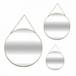 ATMOSPHERA Lot De 3 Miroirs Ronds Métal Chaine - Or
