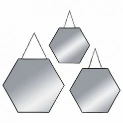 Lot De 3 Miroirs Héxa Métal Chaine Atmosphera - Noir