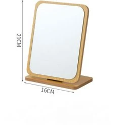 Dontodent Miroir De Maquillage En Bois Miroir De Table En Bois Miroir De Bureau Portable Miroir Cosmétique Avec Cadre En Bois（Rectangle）