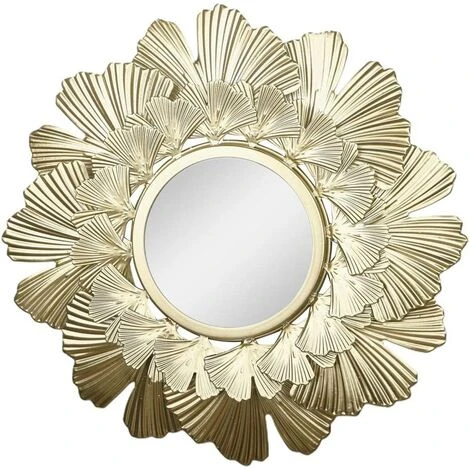 LLOVE Miroir Mural Rond Doré - À Suspendre - En Fer Forgé - En Forme De Fleur - Pour Salle De Bain, Dressing Ou Salon 3 LLOVE Miroir Mural Rond Doré - À Suspendre - En Fer Forgé - En Forme De Fleur - Pour Salle De Bain, Dressing Ou Salon
