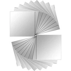 48Pcs Miroir Autocollant Miroir Adhésif Décoratif Miroir Carrés Argenté Amovible Mosaïque Décorative Auto Adhésifs Salle De Bain Salon Chambre (15 ×15cm) 56Vingt