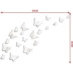 20 Pièces Miroir Acrylique Adhésif Autocollant Mural Miroirs Muraux Stickers Salon Chambre Décor TV Fond Décoration (Papillon, Argent) 56Vingt -Miroir Soldes Boutique 64937683 3
