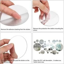 30 Pièces Miroir Cercle Rond Autocollants Miroirs Ronds Décoration De La Maison 56Vingt -Miroir Soldes Boutique 64940026 5
