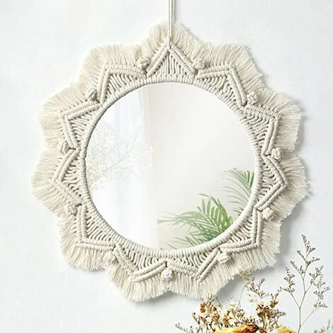 PERLE RARE Miroir Mural Boho Miroir Art Décor Macramé Frange Miroirs Ronds Décoratifs Ornement Pour Murale Appartement Maison Chambre Salon Décor 3 PERLE RARE Miroir Mural Boho Miroir Art Décor Macramé Frange Miroirs Ronds Décoratifs Ornement Pour Murale Appartement Maison Chambre Salon Décor
