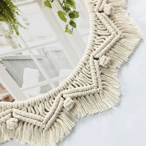 PERLE RARE Miroir Mural Boho Miroir Art Décor Macramé Frange Miroirs Ronds Décoratifs Ornement Pour Murale Appartement Maison Chambre Salon Décor 6 PERLE RARE Miroir Mural Boho Miroir Art Décor Macramé Frange Miroirs Ronds Décoratifs Ornement Pour Murale Appartement Maison Chambre Salon Décor – Image 4