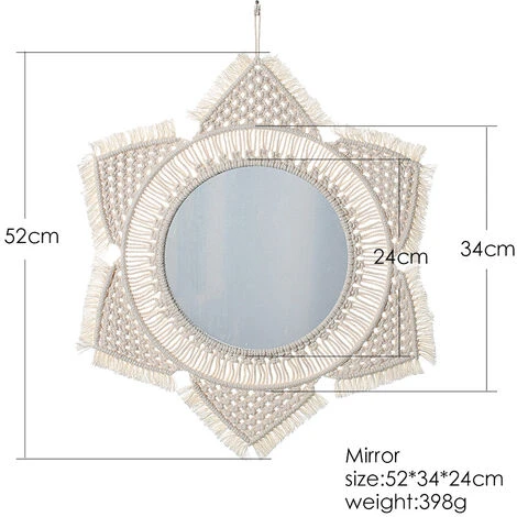 ILOVEMILAN Miroir Mural Suspendu Avec Franges En Macramé Rond Boho Mirror Art Decor Pour Appartement Salon Chambre Bébé Crèche Dortoir Entrées, Ivoire 4 ILOVEMILAN Miroir Mural Suspendu Avec Franges En Macramé Rond Boho Mirror Art Decor Pour Appartement Salon Chambre Bébé Crèche Dortoir Entrées, Ivoire – Image 2