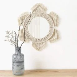 ILOVEMILAN Miroir Mural Suspendu Avec Franges En Macramé Rond Boho Mirror Art Decor Pour Appartement Salon Chambre Bébé Crèche Dortoir Entrées, Ivoire 9 ILOVEMILAN Miroir Mural Suspendu Avec Franges En Macramé Rond Boho Mirror Art Decor Pour Appartement Salon Chambre Bébé Crèche Dortoir Entrées, Ivoire -Miroir Soldes Boutique 65216001 3