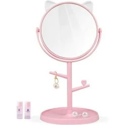 OSQI Miroir De Chambre à Coucher-miroir De Maquillage En Forme D'oreilles De Chat Mignon Pour Les Filles Cadeaux Dans La Salle De Bain Ou La Chambre-rose