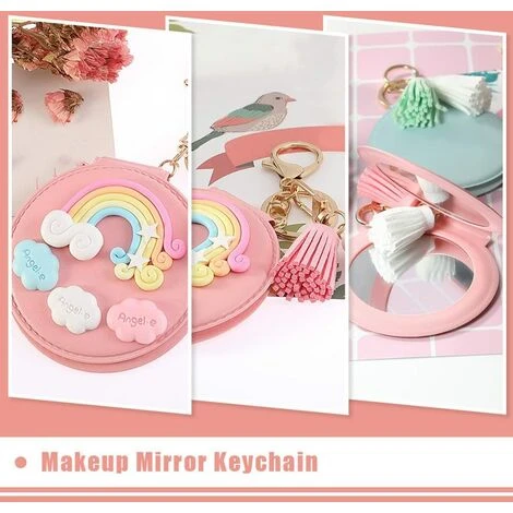 OSQI Miroir Pendentif Porte-clés En Cuir PU Petit Miroir Porte-clés Arc-en-ciel Pendentif Gland Porte-clés Sac Accessoires Suspendus (rose) 4 OSQI Miroir Pendentif Porte-clés En Cuir PU Petit Miroir Porte-clés Arc-en-ciel Pendentif Gland Porte-clés Sac Accessoires Suspendus (rose) – Image 2