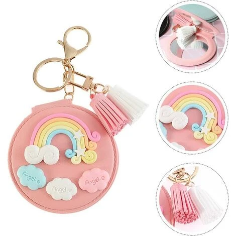OSQI Miroir Pendentif Porte-clés En Cuir PU Petit Miroir Porte-clés Arc-en-ciel Pendentif Gland Porte-clés Sac Accessoires Suspendus (rose) 6 OSQI Miroir Pendentif Porte-clés En Cuir PU Petit Miroir Porte-clés Arc-en-ciel Pendentif Gland Porte-clés Sac Accessoires Suspendus (rose) – Image 4
