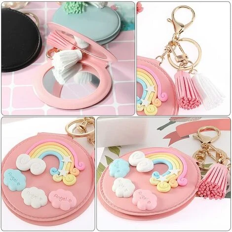 OSQI Miroir Pendentif Porte-clés En Cuir PU Petit Miroir Porte-clés Arc-en-ciel Pendentif Gland Porte-clés Sac Accessoires Suspendus (rose) 7 OSQI Miroir Pendentif Porte-clés En Cuir PU Petit Miroir Porte-clés Arc-en-ciel Pendentif Gland Porte-clés Sac Accessoires Suspendus (rose) – Image 5