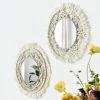 PERLE RARE Ensemble De 2 Pièces Avec Miroir Miroir Mural En Dentelle Fait Main Avec Glands Ronds Pour Appartement, Salon, Chambre, Chambre à Coucher, Décoration D'intérieur Moderne