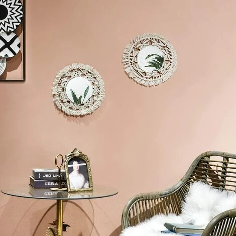 PERLE RARE Ensemble De 2 Pièces Avec Miroir Miroir Mural En Dentelle Fait Main Avec Glands Ronds Pour Appartement, Salon, Chambre, Chambre à Coucher, Décoration D'intérieur Moderne 6 PERLE RARE Ensemble De 2 Pièces Avec Miroir Miroir Mural En Dentelle Fait Main Avec Glands Ronds Pour Appartement, Salon, Chambre, Chambre à Coucher, Décoration D'intérieur Moderne – Image 4