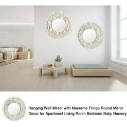 PERLE RARE Ensemble De 2 Pièces Avec Miroir Miroir Mural En Dentelle Fait Main Avec Glands Ronds Pour Appartement, Salon, Chambre, Chambre à Coucher, Décoration D'intérieur Moderne 11 PERLE RARE Ensemble De 2 Pièces Avec Miroir Miroir Mural En Dentelle Fait Main Avec Glands Ronds Pour Appartement, Salon, Chambre, Chambre à Coucher, Décoration D'intérieur Moderne -Miroir Soldes Boutique 65620347 5