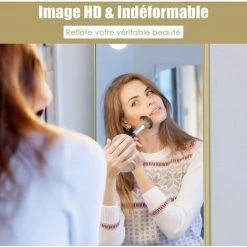 COSTWAY Miroir Mural-Miroir à Suspendre Sur Porte, 120 X 37 CM, Miroir Pleine Longueur Avec Crochets De Suspension Réglables, Or -Miroir Soldes Boutique 65695409 3