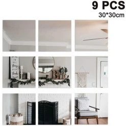 HKLFFJA Amovible Acrylique Miroir Réglage Autocollant Mural Décalcomanie Bricolage Décoration Moderne Pour La Maison Salon Chambre Décor