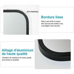 YIENJAOY Grand Miroir Mural, Miroir Sur Pied 120 X 37 Cm, Miroir De Sol, Miroir Style Industriel Moderne (Cadre Noir) -Miroir Soldes Boutique 65810686 2