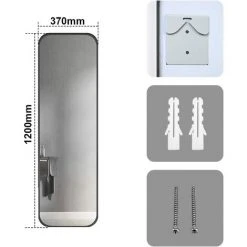YIENJAOY Grand Miroir Mural, Miroir Sur Pied 120 X 37 Cm, Miroir De Sol, Miroir Style Industriel Moderne (Cadre Noir) -Miroir Soldes Boutique 65810686 4