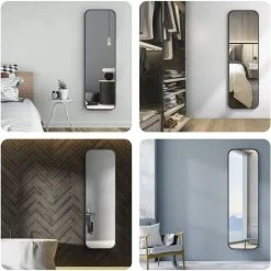 YIENJAOY Grand Miroir Mural, Miroir Sur Pied 120 X 37 Cm, Miroir De Sol, Miroir Style Industriel Moderne (Cadre Noir) -Miroir Soldes Boutique 65810686 5