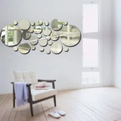 TANCYCO 30 PCS Miroir Stickers Muraux Cercle Rond Stickers Muraux Amovible Acrylique Miroir Décoratif DIY Décorations Pour La Maison Pour Chambre Salle De Bains Salon -Miroir Soldes Boutique 65828747 2