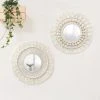 CADEAUX 2Pcs Miroir Mural Miroir à Franges En Macramé Boho Avec Pendentif En De Perles De Bois Miroir Rond D'art Mural Pour Couloir De Chambre à Coucher -Miroir Soldes Boutique 65833402 1