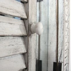 DéCOSHOP26 Miroir Mural Forme Fenêtre Avec Volets 53x42x5cm En Bois Blanc Vieilli - Or -Miroir Soldes Boutique 65858016 5