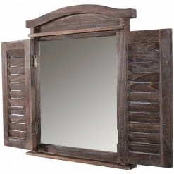 DéCOSHOP26 Miroir Mural Forme Fenêtre Avec Volets 53x42x5cm En Bois Marron Vieilli - Marron -Miroir Soldes Boutique 65858277 4