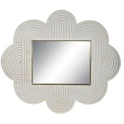 BRICOMARTEAU Miroir Mural DKD Home Decor Blanc Bois De Manguier (122 X 4 X 106 Cm)