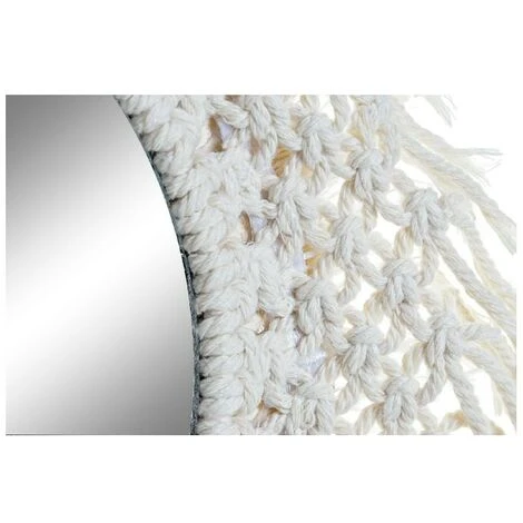 BRICOMARTEAU Miroir Mural DKD Home Decor Beige Coton Verre Macramé (38 X 3 X 38 Cm) 4 BRICOMARTEAU Miroir Mural DKD Home Decor Beige Coton Verre Macramé (38 X 3 X 38 Cm) – Image 2