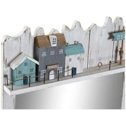BRICOMARTEAU Miroir Mural DKD Home Decor Beach Bleu Blanc Bois MDF (30 X 4 X 40 Cm) -Miroir Soldes Boutique 65924997 3