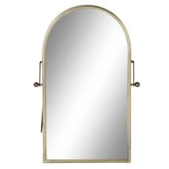BRICOMARTEAU Miroir Mural DKD Home Decor Noir Métal Doré (48.5 X 14 X 74 Cm)