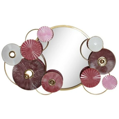 BRICOMARTEAU Miroir Mural DKD Home Decor S3019207 Miroir Rose Doré Métal Blanc Cercles (116 X 8 X 71 Cm) 3 BRICOMARTEAU Miroir Mural DKD Home Decor S3019207 Miroir Rose Doré Métal Blanc Cercles (116 X 8 X 71 Cm)