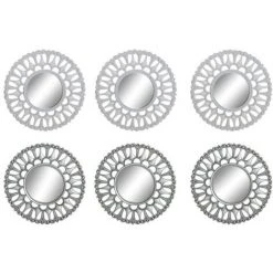 BRICOMARTEAU Miroir Mural DKD Home Decor Blanc Argent Polypropylène (2 Pcs) (25 X 2 X 25 Cm)