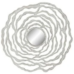 BRICOMARTEAU Miroir Mural DKD Home Decor Blanc Verre Bois MDF (119 X 2 X 119 Cm)