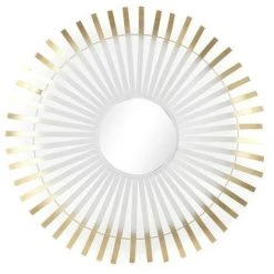 BRICOMARTEAU Miroir Mural DKD Home Decor Blanc Verre Fer Doré (94 X 7 X 94 Cm)